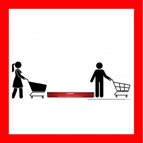 Adesivo segnaletico per pavimento DISTANZA 1 METRO ORIZZONTALE