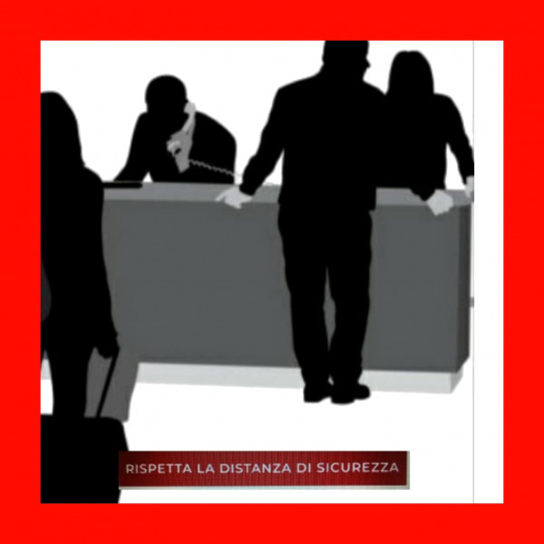 Adesivo segnaletico per pavimento RISPETTA LA DISTANZA