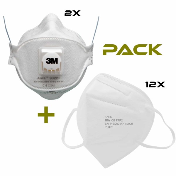 Pack 3M Respiratore monouso 9322 Aura + Mascherina FFP2