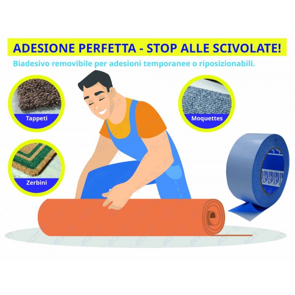 Nastro biadesivo removibile per moquette, tappeti e altri