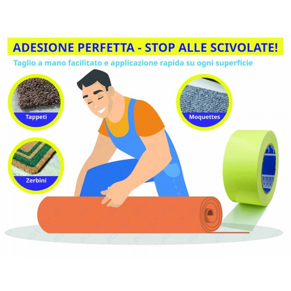 Nastro biadesivo permanente per moquette, tappeto e altri