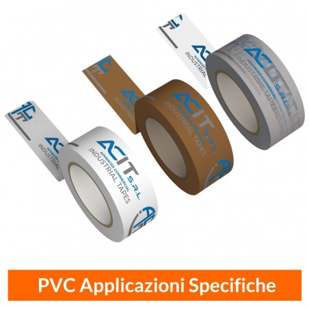 Nastro Adesivo PVC su Fondo Bianco, Trasparente o Marrone