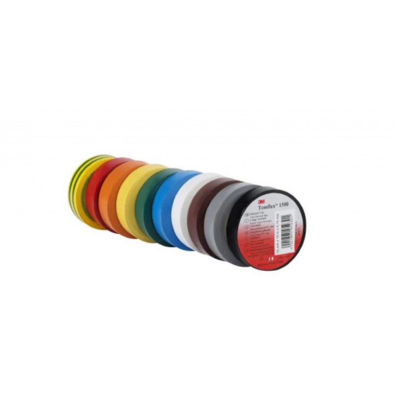 Friction Tape 3M Temflex 165 Nastro Isolante Vinile Nero - 25 Mm X 25 M, 10 Rotoli, Per Interni/Esterni Nastro Isolante Nero
