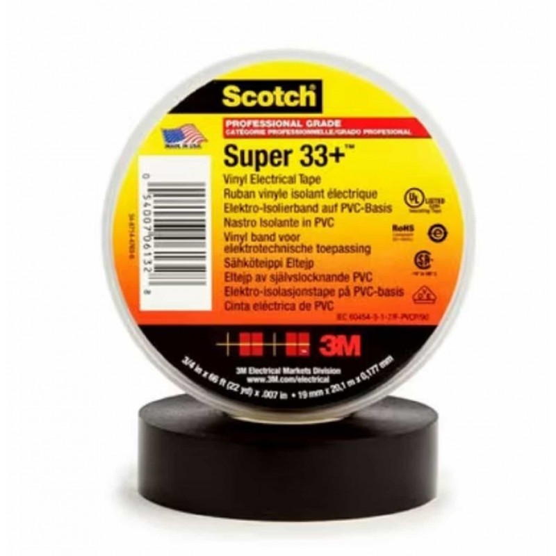 Nastro isolante in PVC Scotch Super 33+ di 3M, 19 mm o 25 mm x