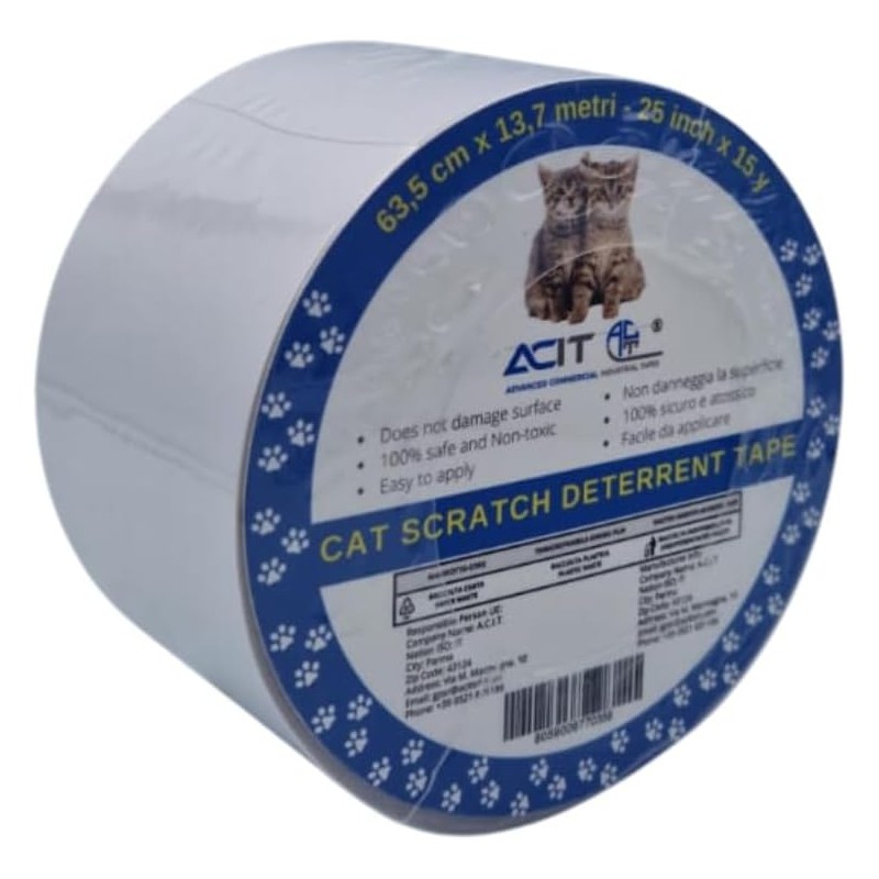 Nastro Biadesivo antigraffio per gatti trasparente, per divani, porte, tavoli e mobili