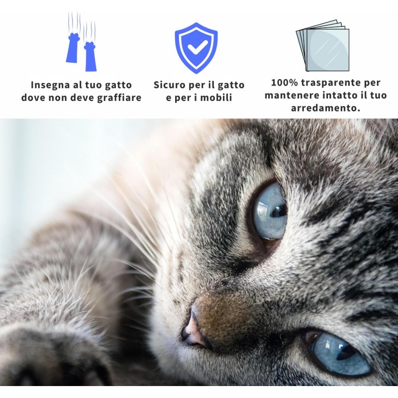 Nastro Biadesivo antigraffio per gatti trasparente, per divani, porte, tavoli e mobili