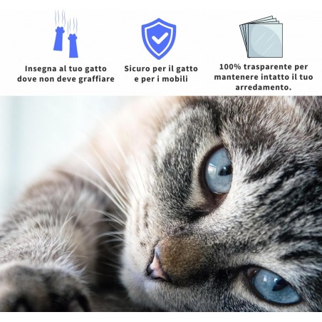 Nastro Biadesivo antigraffio per gatti trasparente, per divani, porte, tavoli e mobili Nastro Biadesivo antigraffio per gatti trasparente, per divani, porte, tavoli e mobili