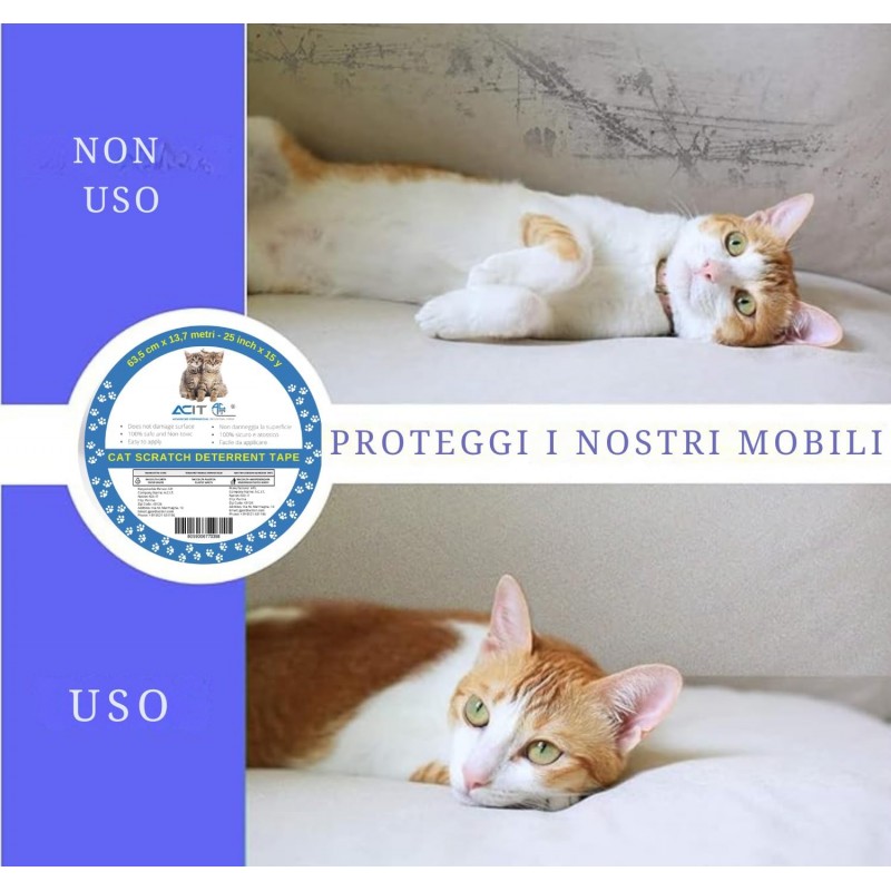 Nastro Biadesivo antigraffio per gatti trasparente, per divani, porte, tavoli e mobili