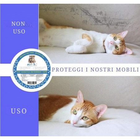 Nastro Biadesivo antigraffio per gatti trasparente, per divani, porte, tavoli e mobili Nastro Biadesivo antigraffio per gatti trasparente, per divani, porte, tavoli e mobili