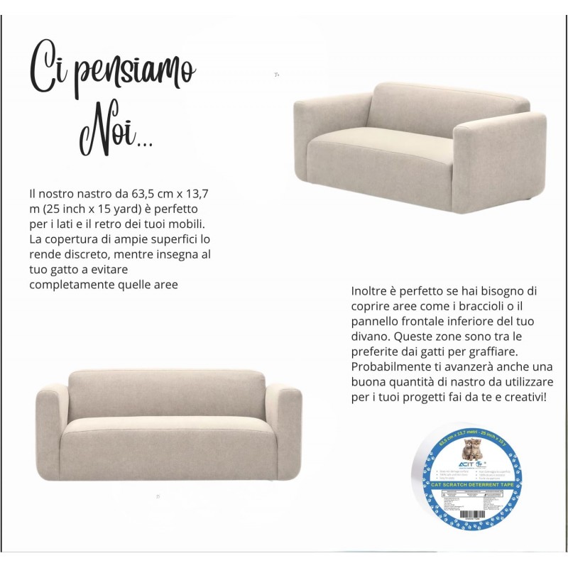 Nastro Biadesivo antigraffio per gatti trasparente, per divani, porte, tavoli e mobili