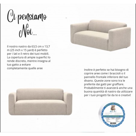 Nastro Biadesivo antigraffio per gatti trasparente, per divani, porte, tavoli e mobili Nastro Biadesivo antigraffio per gatti trasparente, per divani, porte, tavoli e mobili