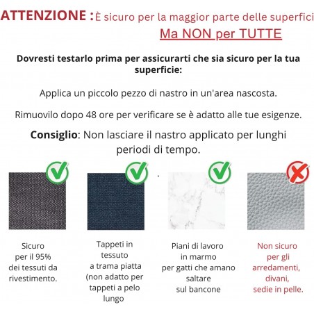 Nastro Biadesivo antigraffio per gatti trasparente, per divani, porte, tavoli e mobili Nastro Biadesivo antigraffio per gatti trasparente, per divani, porte, tavoli e mobili