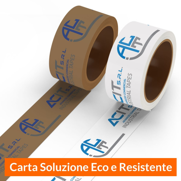 Nastro Adesivo in Carta Personalizzato sino 4 Colori su Base Bianca o Marrone
