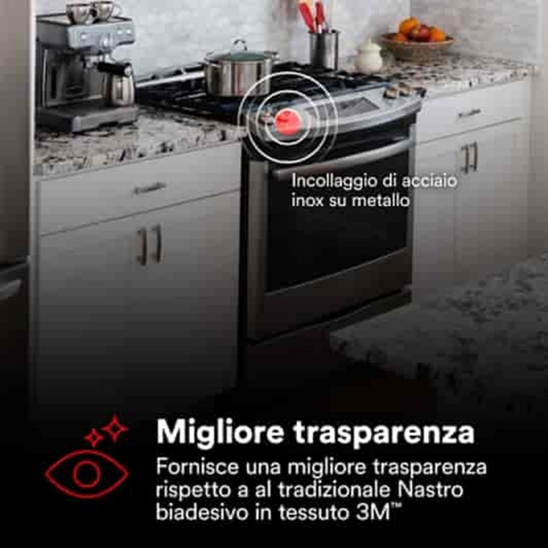 Nastro biadesivo in tessuto 3M 56415, Transparent, 12 mm x 50 m