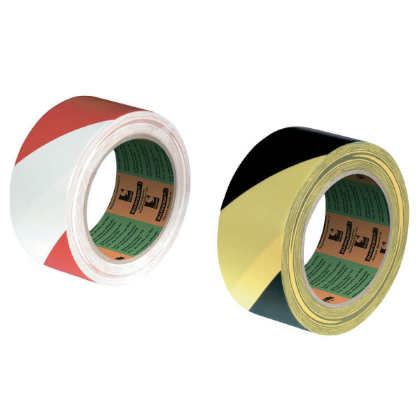 Nastro Segnalinee PVC - bianco/rosso -  giallo/nero  - 50 mm x 33mt