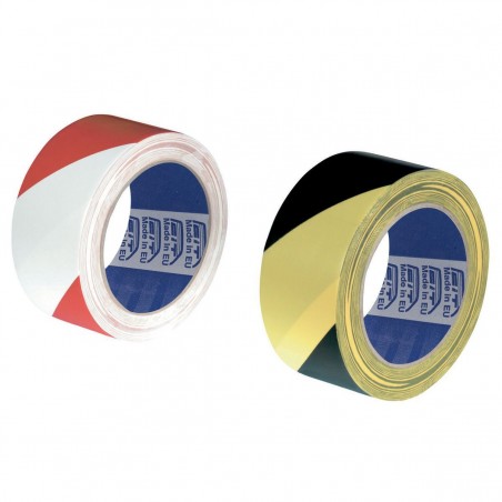 Nastro Segnalinee PVC - bianco/rosso giallo/nero - 13µm - 50 mm x 33mt