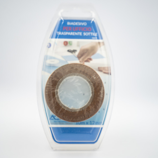 Blister Biadesivo Per Ufficio Trasparente Sottile - 10mt x 12mm