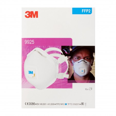 3M™ 9925 Respiratore per polveri, fumi di saldatura e ozono Classe FFP2 NR D con valvola 3M™ 9925 Respiratore per polveri, fumi di saldatura e ozono Classe FFP2 NR D con valvola