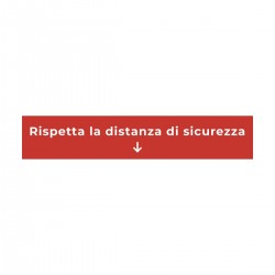 Adesivo segnaletico per pavimento RISPETTA DISTANZA - FRECCIA