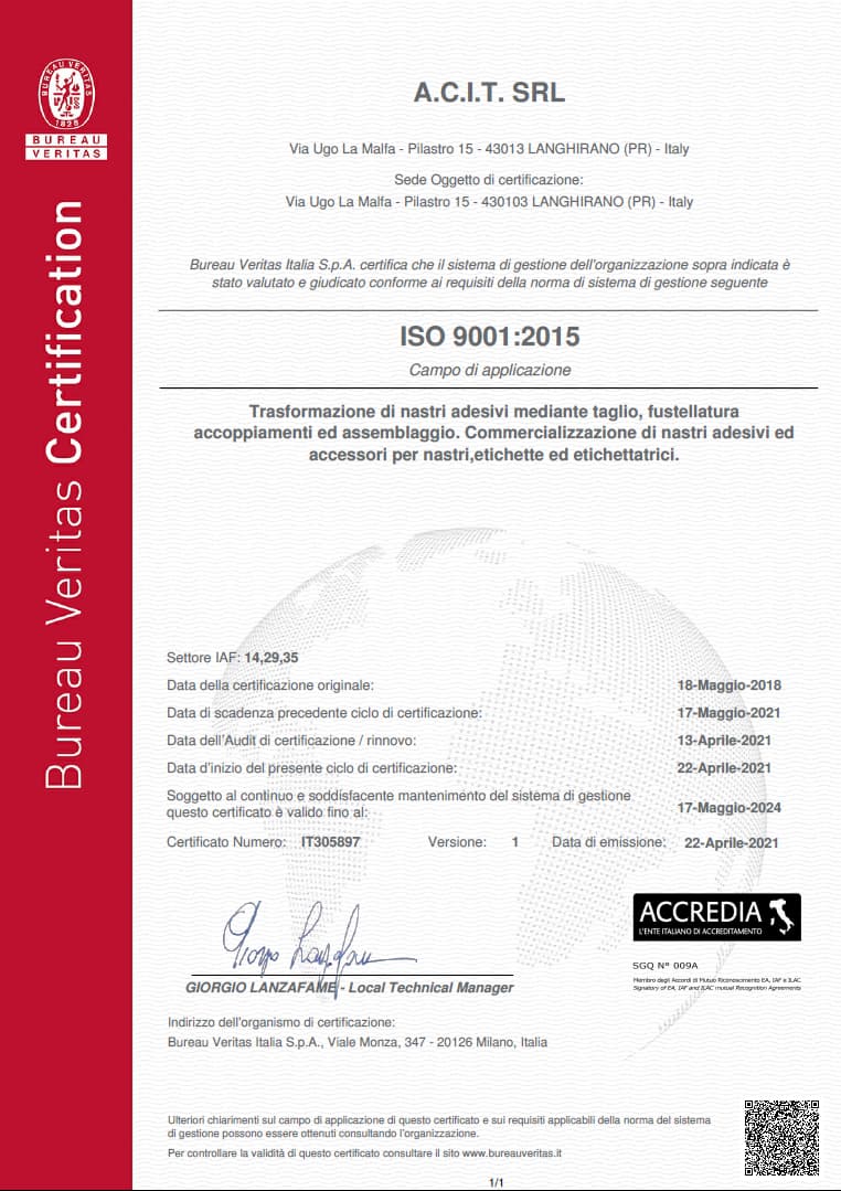 Certificato ISO 9001
